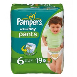 Подгузники-трусики для мальчиков, Pampers (Памперс) 16+ кг №19 актив бой экстра лардж