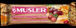 Батончик с цельными злаками, Musler (Мюслер) 30 г клюква-вишня & мед