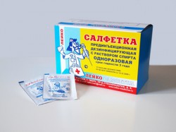 Салфетка спиртовая, Leiko (Лейко) р. 65ммх56мм №1 дезинфицирующая прединъекционная